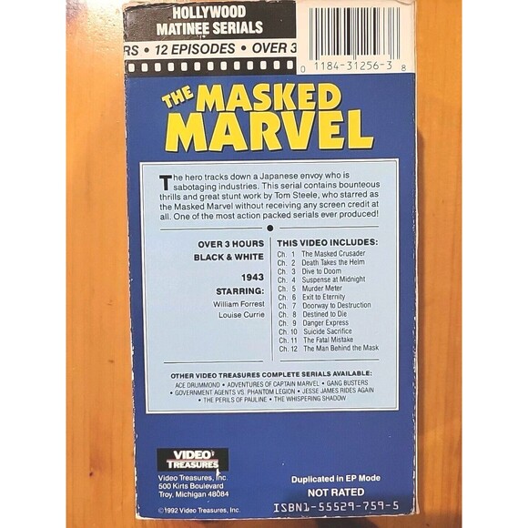 1943 TV Series The Masked Marvel 2 VHS tape SET 3 HRS 12 Episodes 1992 Blk & Wht - Picture 5 of 6